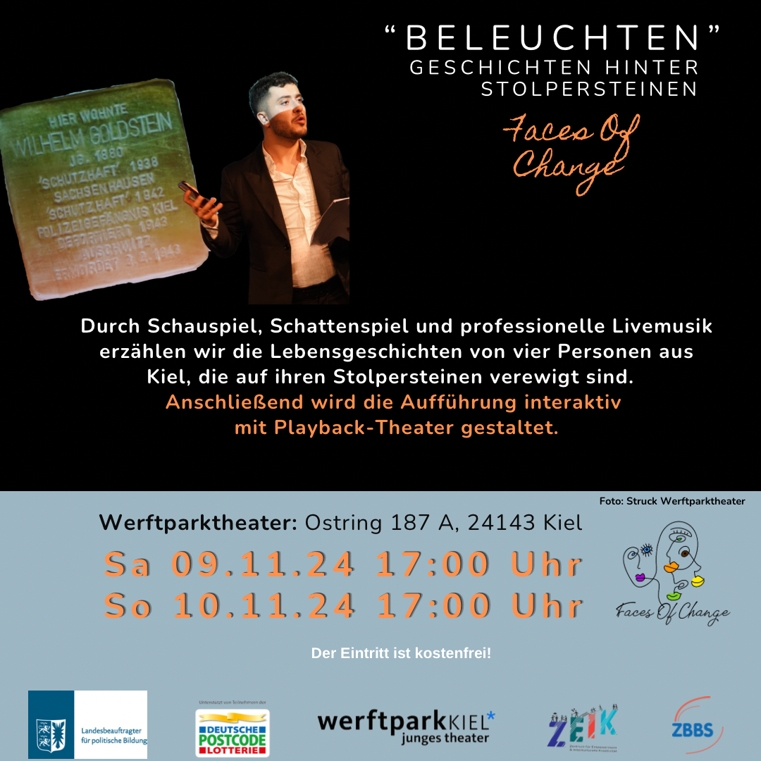 Playbacktheater Faces of Change: BELEUCHTEN - Geschichten hinter Stolpersteinen